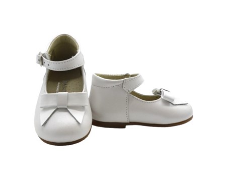 Ballerina primo passo in pelle con fiocco