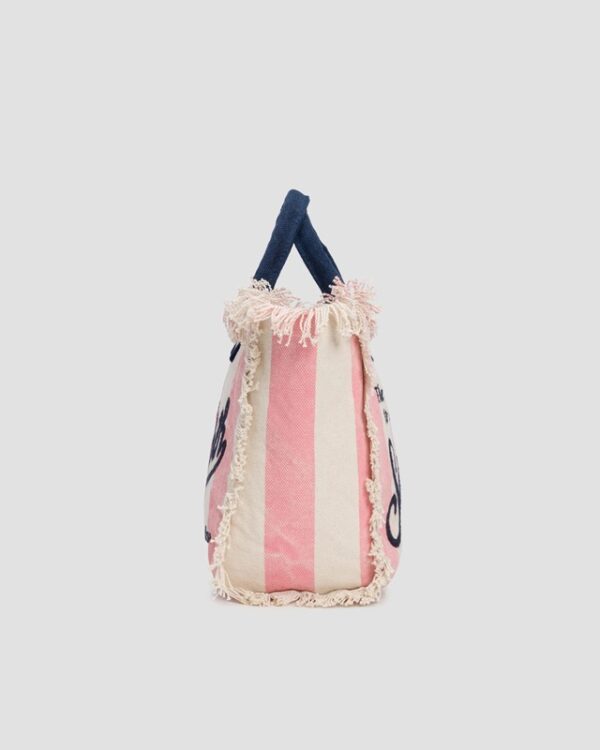 Borsa in tela di cotone a righe con tracolla