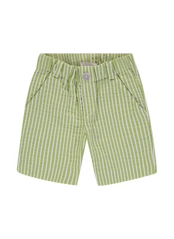 Completo t-shirt con orsetto e bermuda a righe