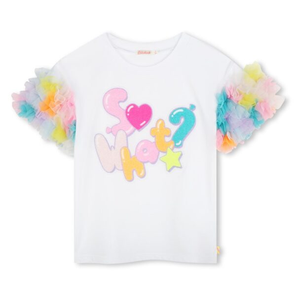 T-shirt mezza manica con tulle e stampa