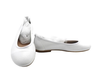 Ballerina in pelle con nastro in tulle