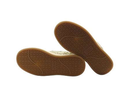 Sneaker in pelle e micro glitter con doppio velcro