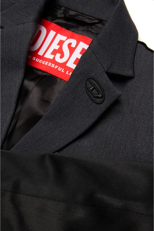 Giacca blazer doppio tessuto con logo oval d