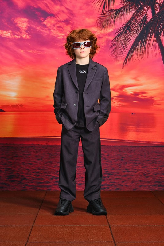 Giacca blazer doppio tessuto con logo oval d