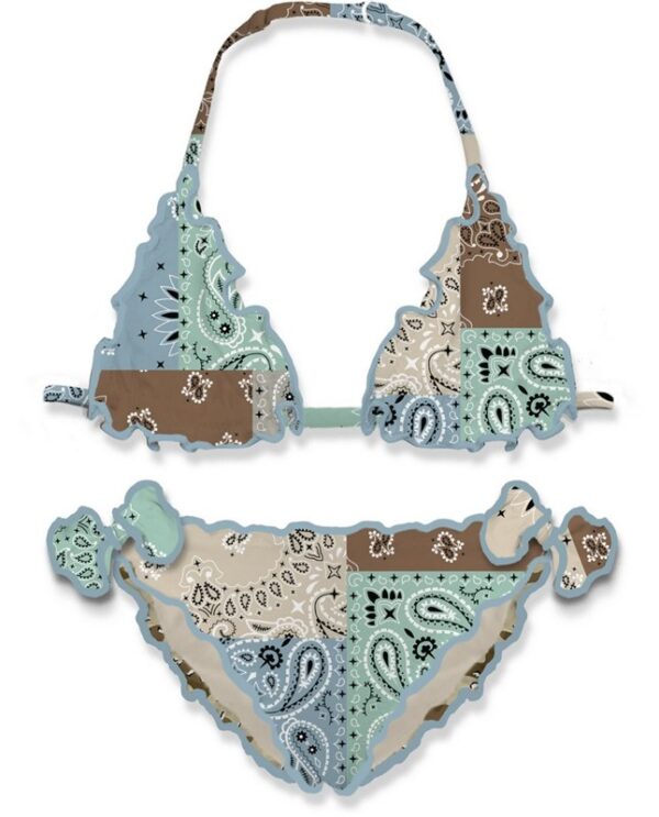 Bikini a triangolo con stampa bandanna patch