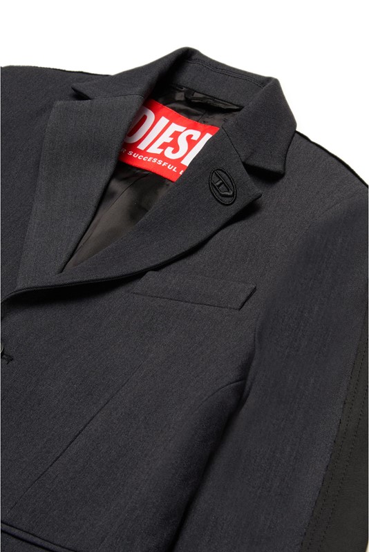 Giacca blazer doppio tessuto con logo oval d