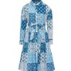 Vestito chemisier lungo con stampa patch a fiori