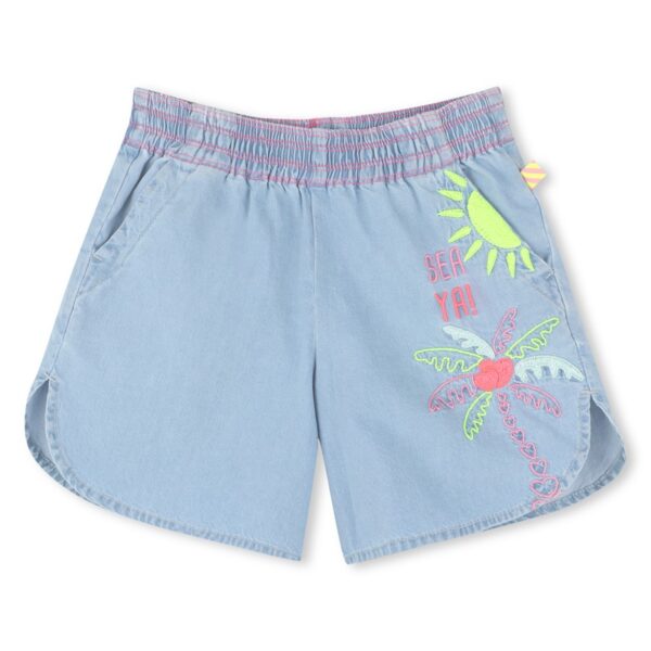 Short denim con ricamo