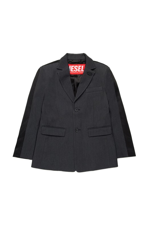 Giacca blazer doppio tessuto con logo oval d