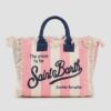 Borsa in tela di cotone a righe con tracolla