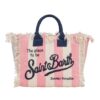 Borsa in tela di cotone a righe con tracolla