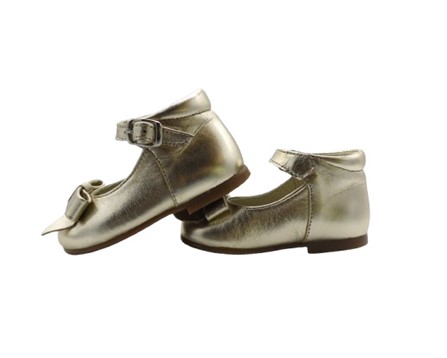 Ballerina primo passo in pelle con fiocco