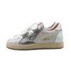 Sneaker in pelle laminata e micro glitter con doppio velcro