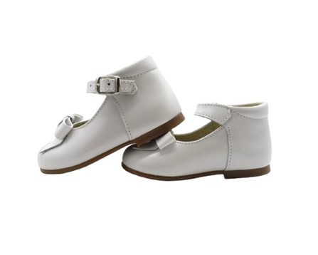 Ballerina primo passo in pelle con fiocco