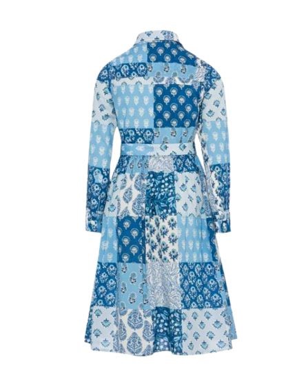 Vestito chemisier lungo con stampa patch a fiori
