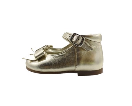 Ballerina primo passo in pelle con fiocco