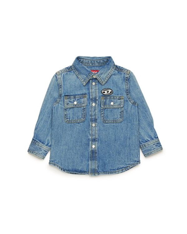 Camicia in denim chiaro con logo oval d