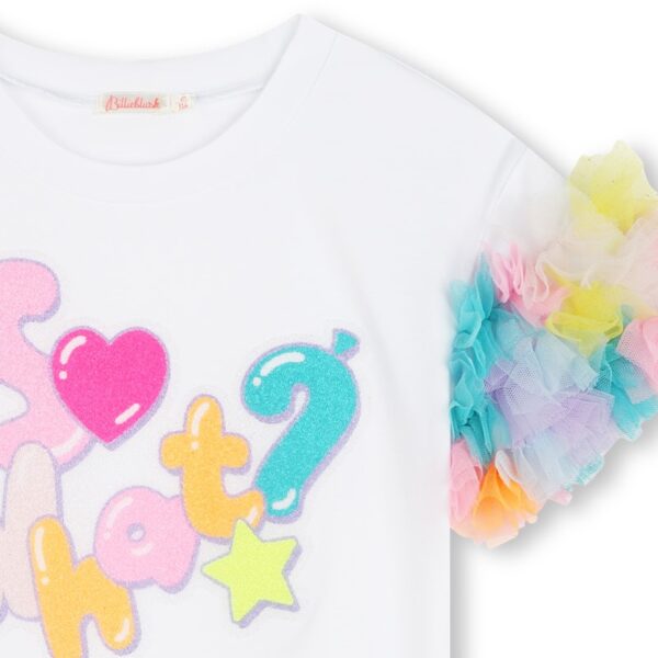 T-shirt mezza manica con tulle e stampa