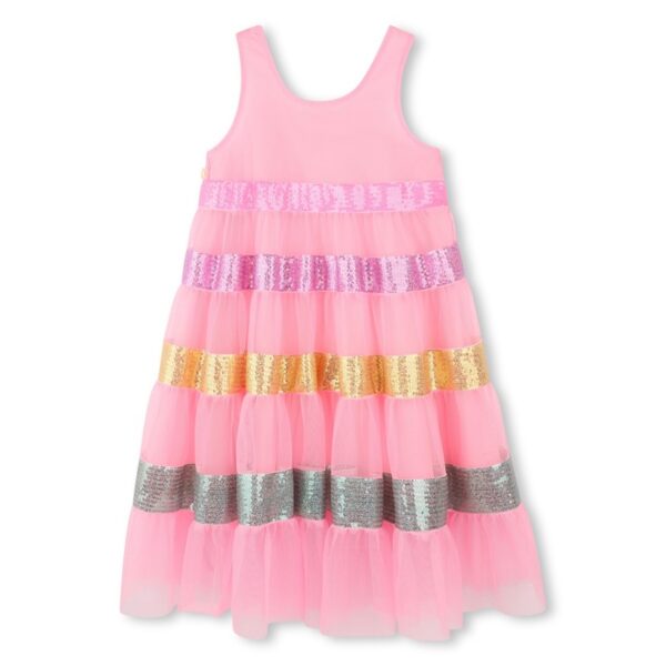 Vestito smanicato in tulle con fasce pailettes