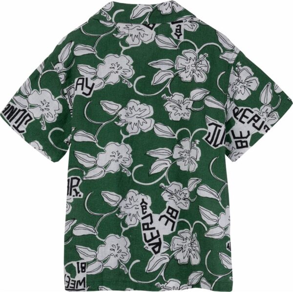 Camicia mezza manica hawaiana in cotone e lino