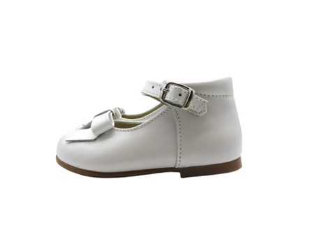 Ballerina primo passo in pelle con fiocco