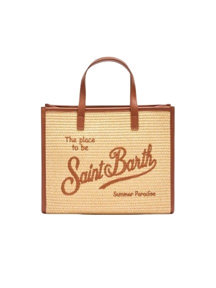 Borsa a mano vivian midi beige effetto paglia