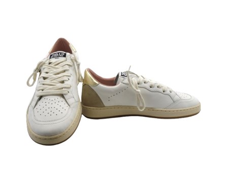 Sneaker in pelle e micro glitter con lacci
