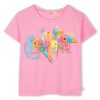 T-shirt mezza manica con stampa e pailettes