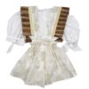 Completo salopette e camicia maniche palloncino