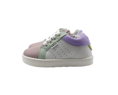 Sneaker primo passo in pelle con lacci e zip
