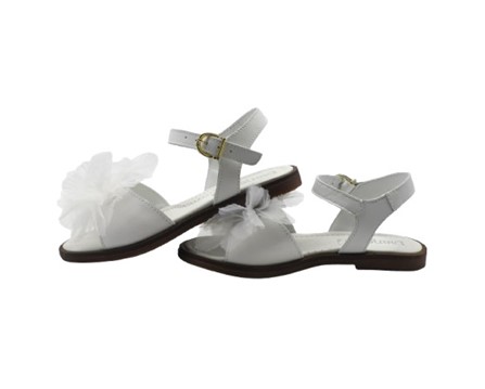 Sandalo in pelle con fiore e fibbia