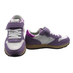 Sneaker ginnica in pelle con riporti a contrasto con velcro