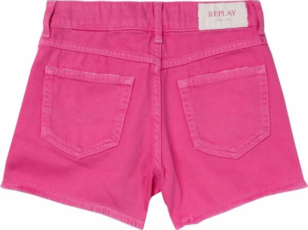 Short in denim con taschine a toppa