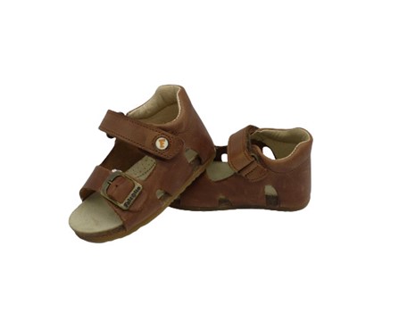 Sandalo primo passo in pelle con velcro e fibbia