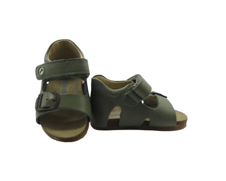 Sandalo primo passo in pelle con velcro e fibbia