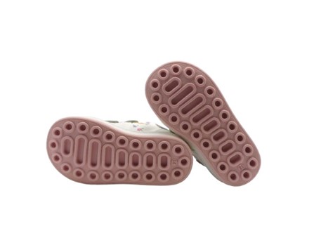 Sneaker in tela fantasia fiori e pelle con doppio velcro