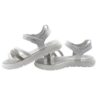 Sandalo in pelle con fascia micro glitter e velcro