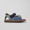 Sandalo in pelle con doppio velcro