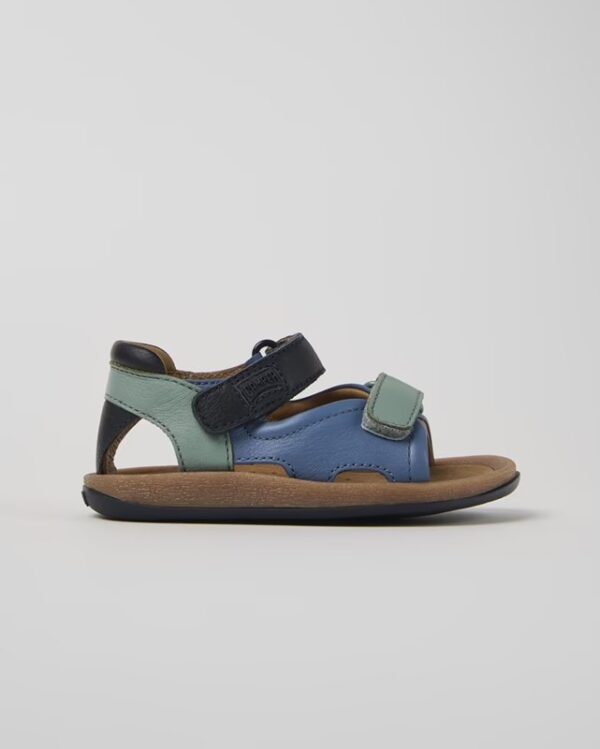 Sandalo in pelle con doppio velcro