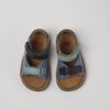 Sandalo in pelle con doppio velcro