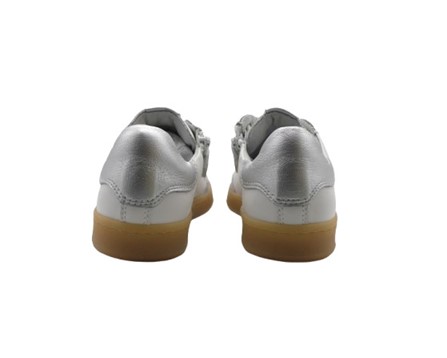 Sneaker in pelle e camoscio con lacci e zip