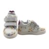 Sneaker in tela fantasia fiori e pelle con doppio velcro