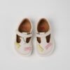 Scarpa due occhi in pelle con fiocchetti e velcro
