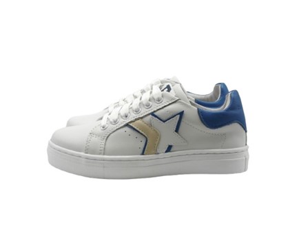 Sneaker in pelle con lacci e zip