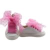 Sneaker in pelle con lacci in tulle a pois