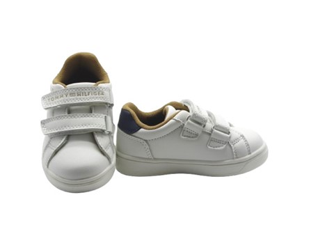 Sneaker in ecopelle con doppio velcro