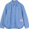 Camicia in cotone a righe con stampa logo sul retro