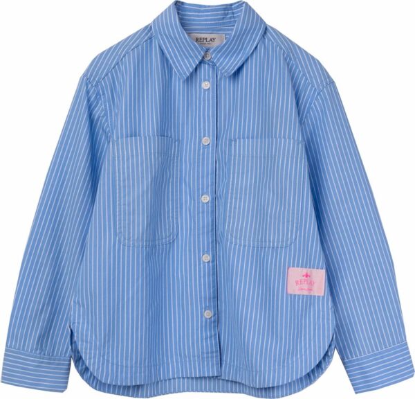 Camicia in cotone a righe con stampa logo sul retro