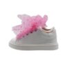 Sneaker in pelle con lacci in tulle a pois