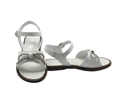 Sandalo in pelle con fiocco strass